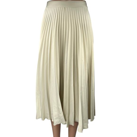 Closet Women's Cream White Silky Satin Pleated Midi A-line Slip Skirt Size 6 - Picture 1 of 5